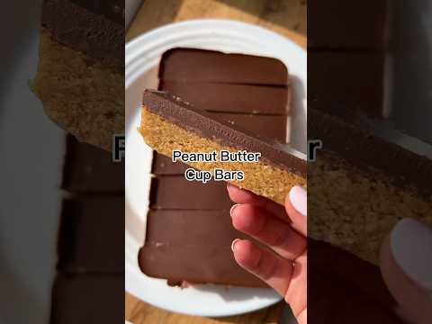 Peanut Butter Cup Bars ✨ My go to no-bake homemade snack. Recipe info in my bio #healthy #snack #yum